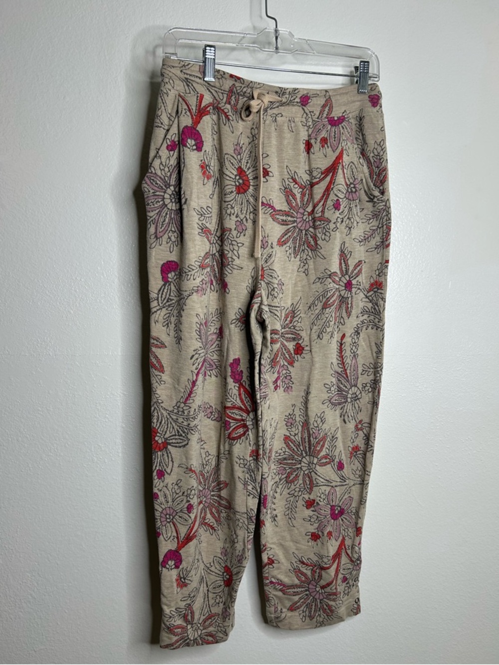 Anthropologie Daily Practice Floral Neutral Straight Leg High Waist Sweatpant